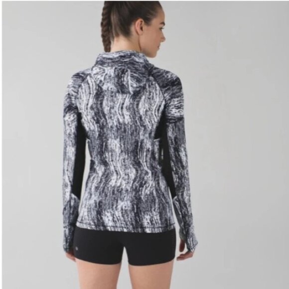 Lululemon Runbeam Hoodie Texture Twist White Black / Black 8 - Picture 5 of 12